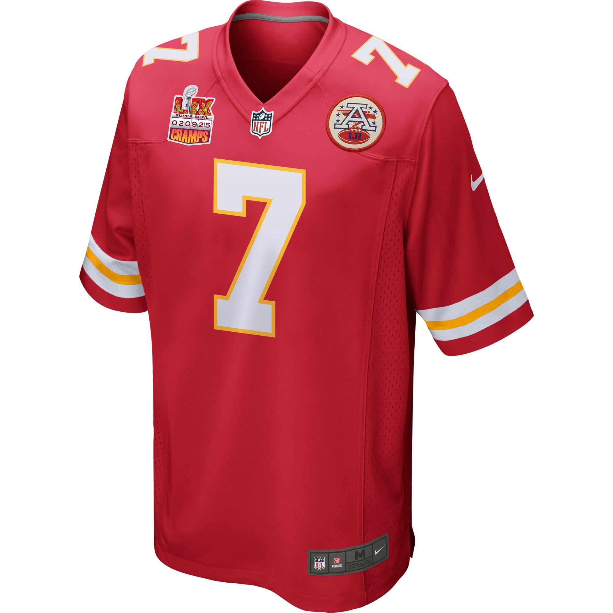 Harrison Butker #7 Kansas City Chiefs Super Bowl LIX Champions Patch Game Jersey - Men's | Red - Image 3