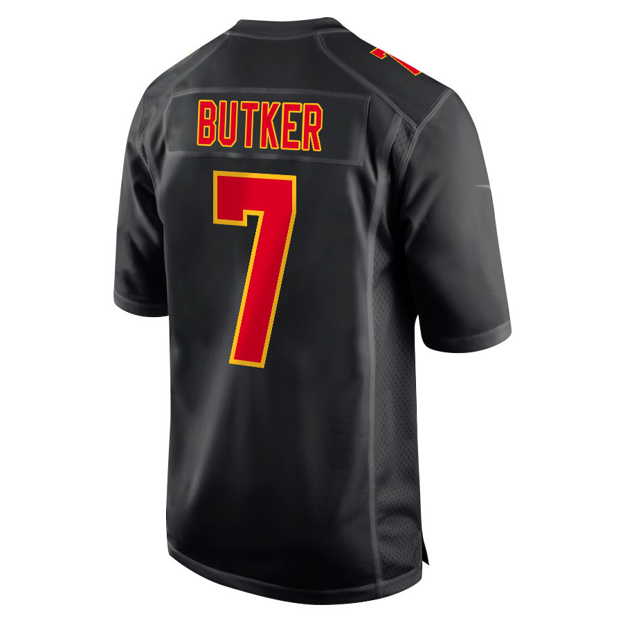 Harrison Butker #7 Kansas City Chiefs Super Bowl LVIII Champions 4X Game Jersey - Men's | Carbon Black - Image 3