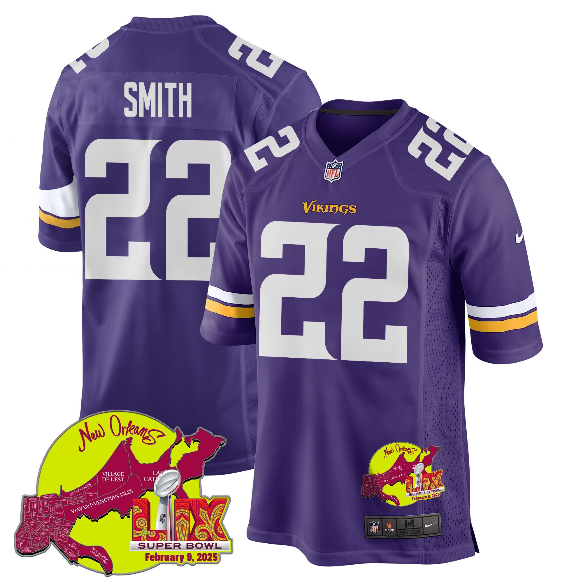 Harrison Smith #22 Minnesota Vikings Super Bowl LIX Game Jersey - Men's | Purple