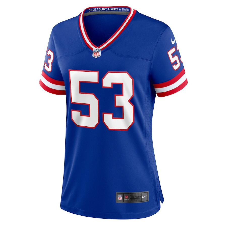 Alternative view of Harry Carson #53 New York Giants Classic Game Jersey - Women's | Royal