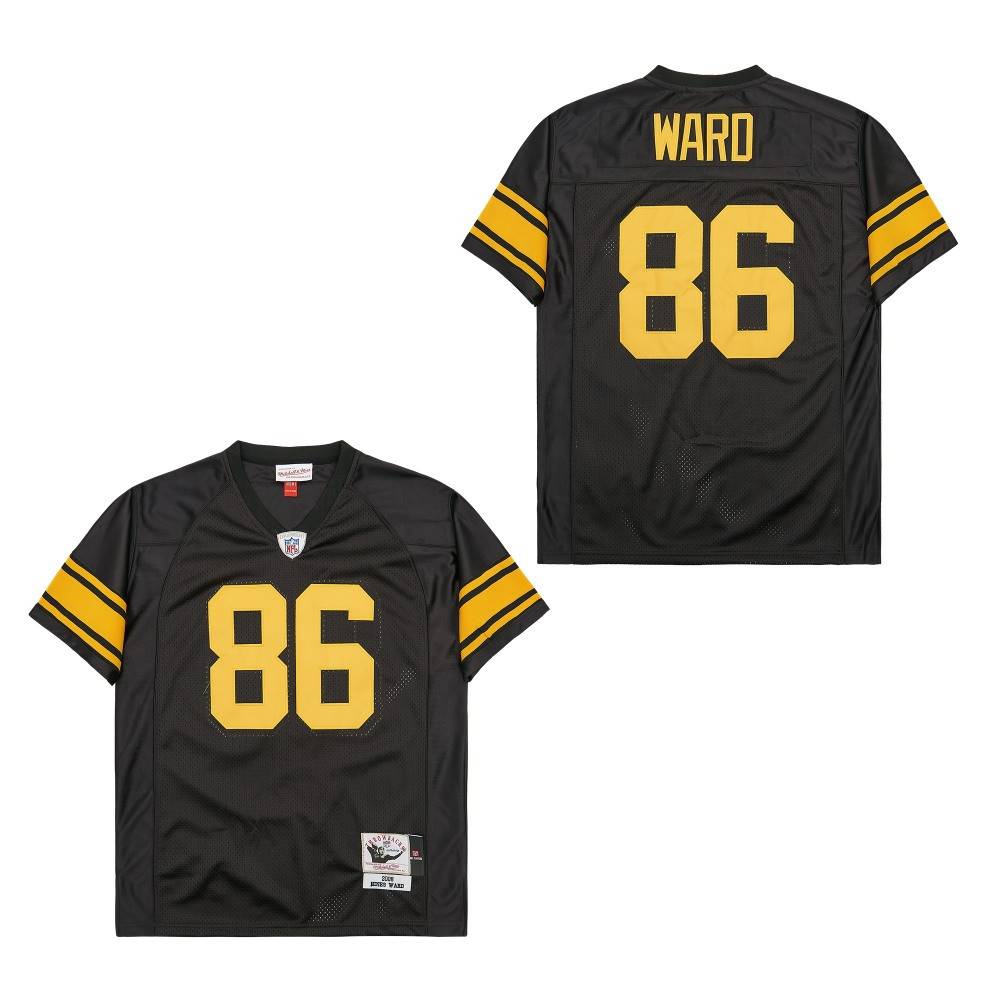 Alternative view of Hines Ward #86 Pittsburgh Steelers Throwback Game Jersey - Men's | Black