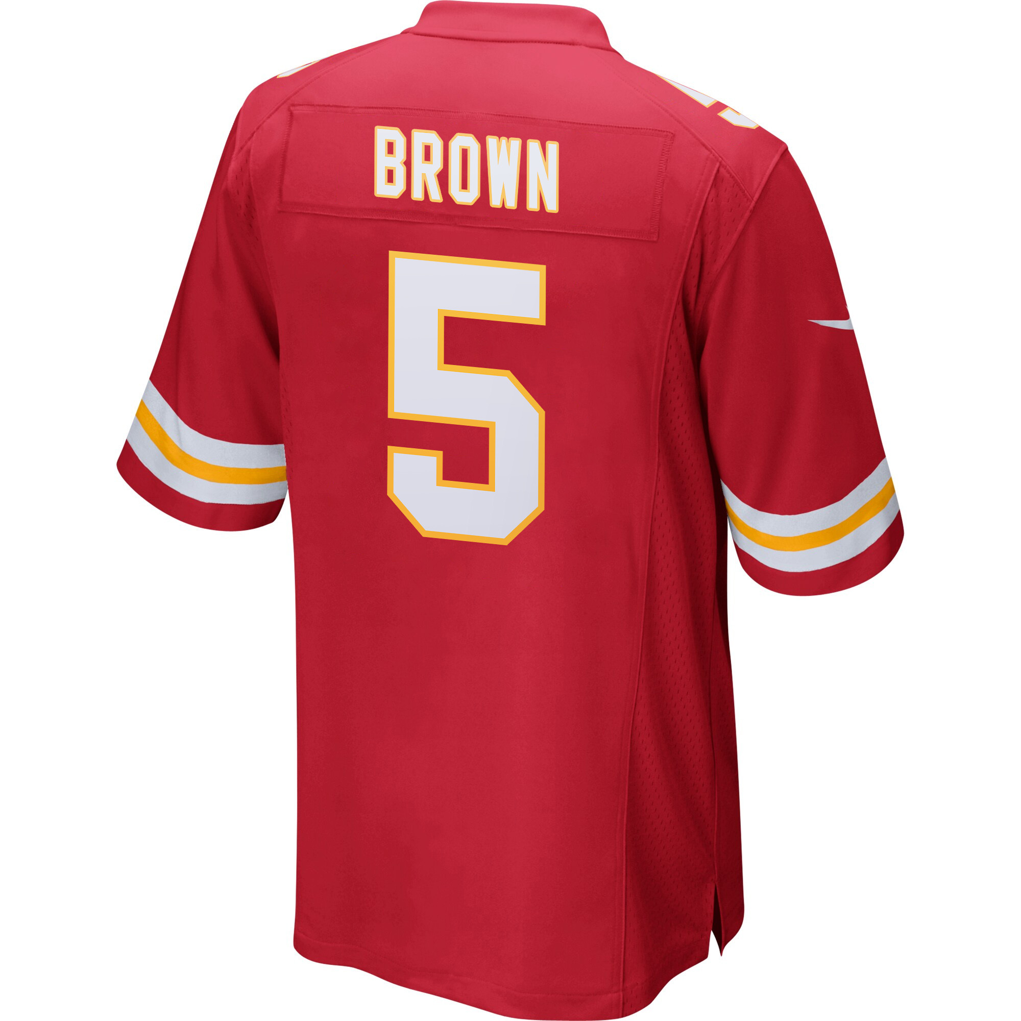Alternative view of Hollywood Brown #5 Kansas City Chiefs Super Bowl LIX Game Jersey - Men's | Red