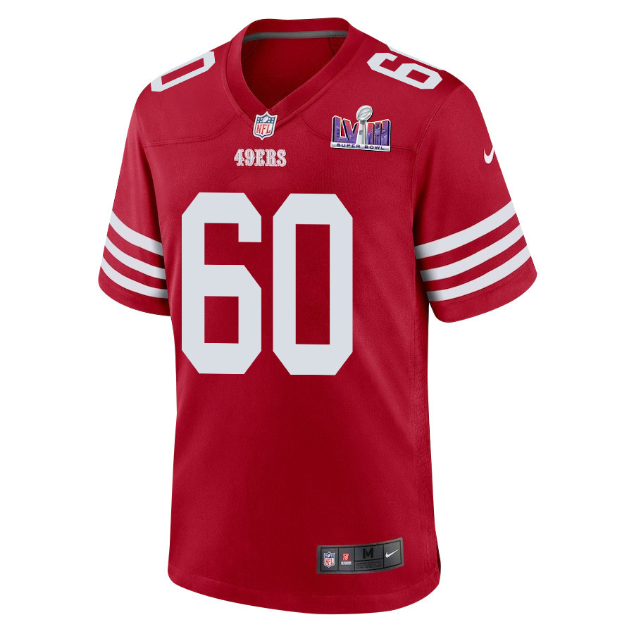 Alternative view of Ilm Manning #60 San Francisco 49ers Super Bowl LVIII Patch Game Jersey - Men's | Scarlet