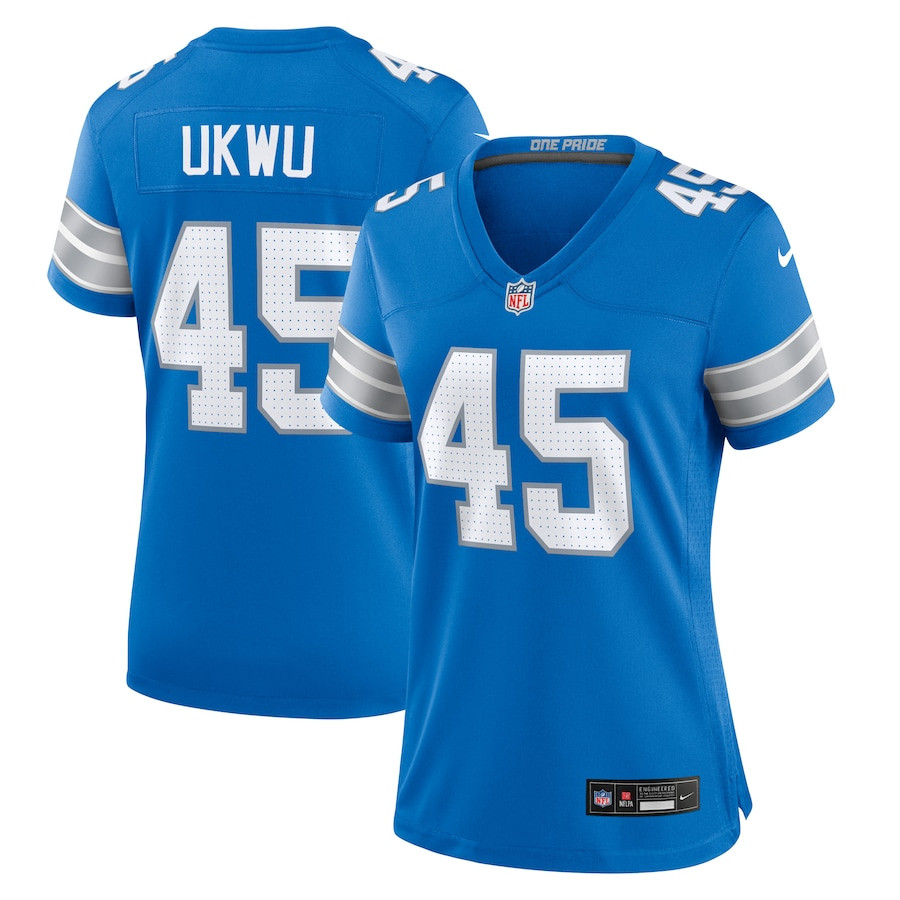 Isaac Ukwu #45 Detroit Lions Game Jersey - Women's | Blue