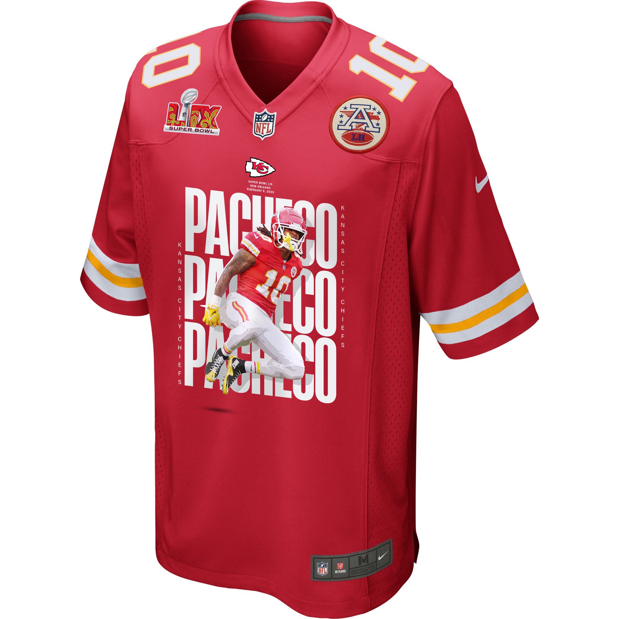 Alternative view of Isiah Pacheco #10 Kansas City Chiefs Game Jersey - Men's | Red