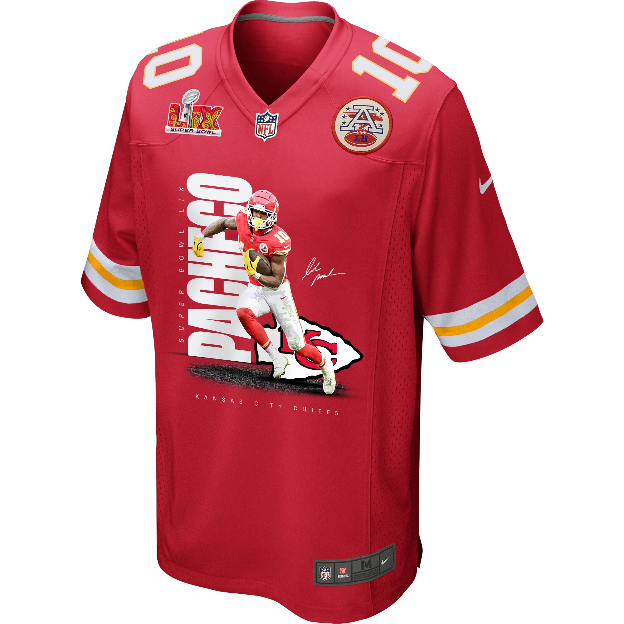 Alternative view of Isiah Pacheco #10 Kansas City Chiefs Game Jersey - Men's | Red