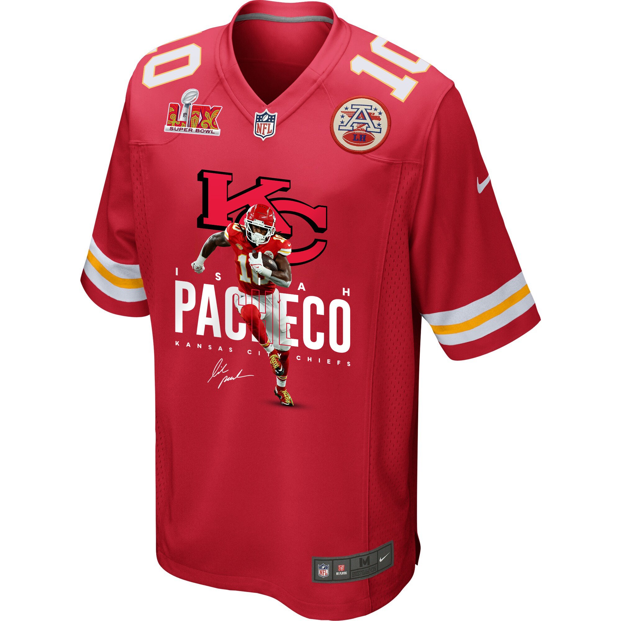 Alternative view of Isiah Pacheco #10 Kansas City Chiefs Game Jersey - Men's | Red