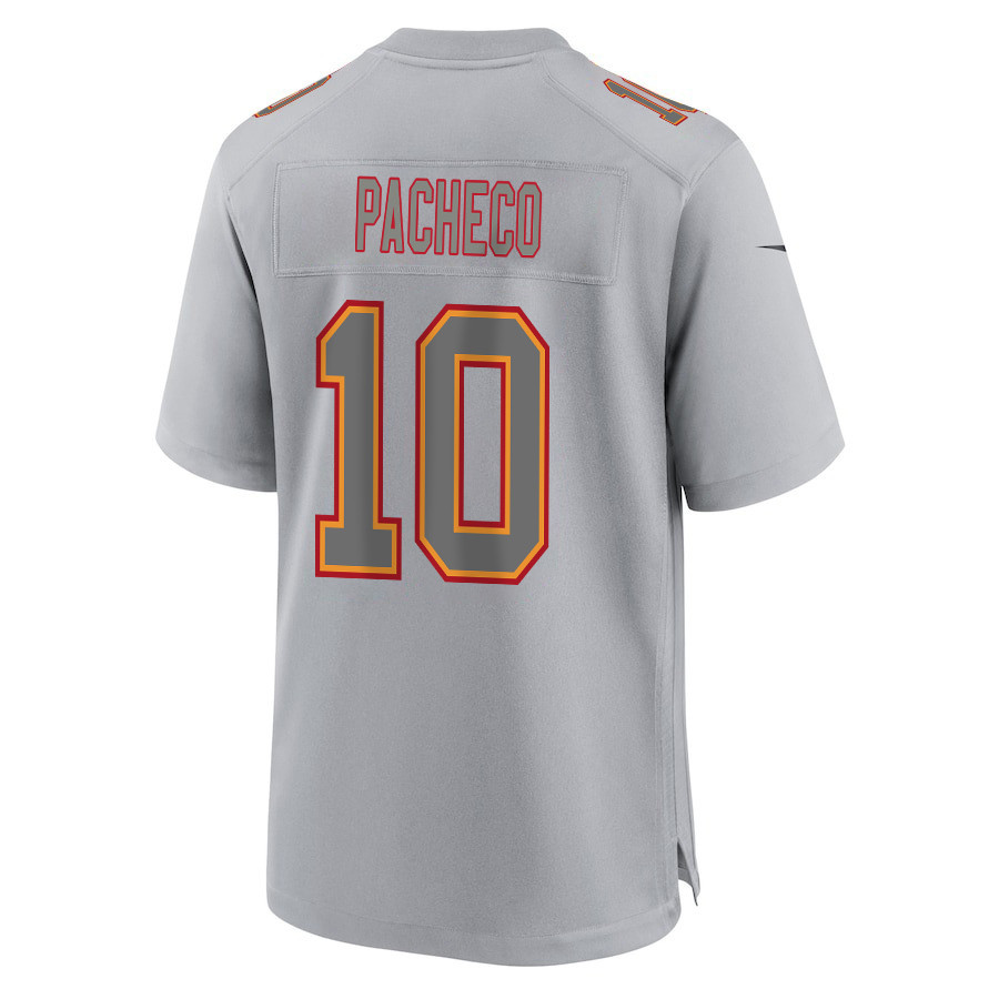 Isiah Pacheco #10 Kansas City Chiefs Super Bowl LVIII Champions 4 Stars Patch Game Jersey - Men's | Gray - Image 3