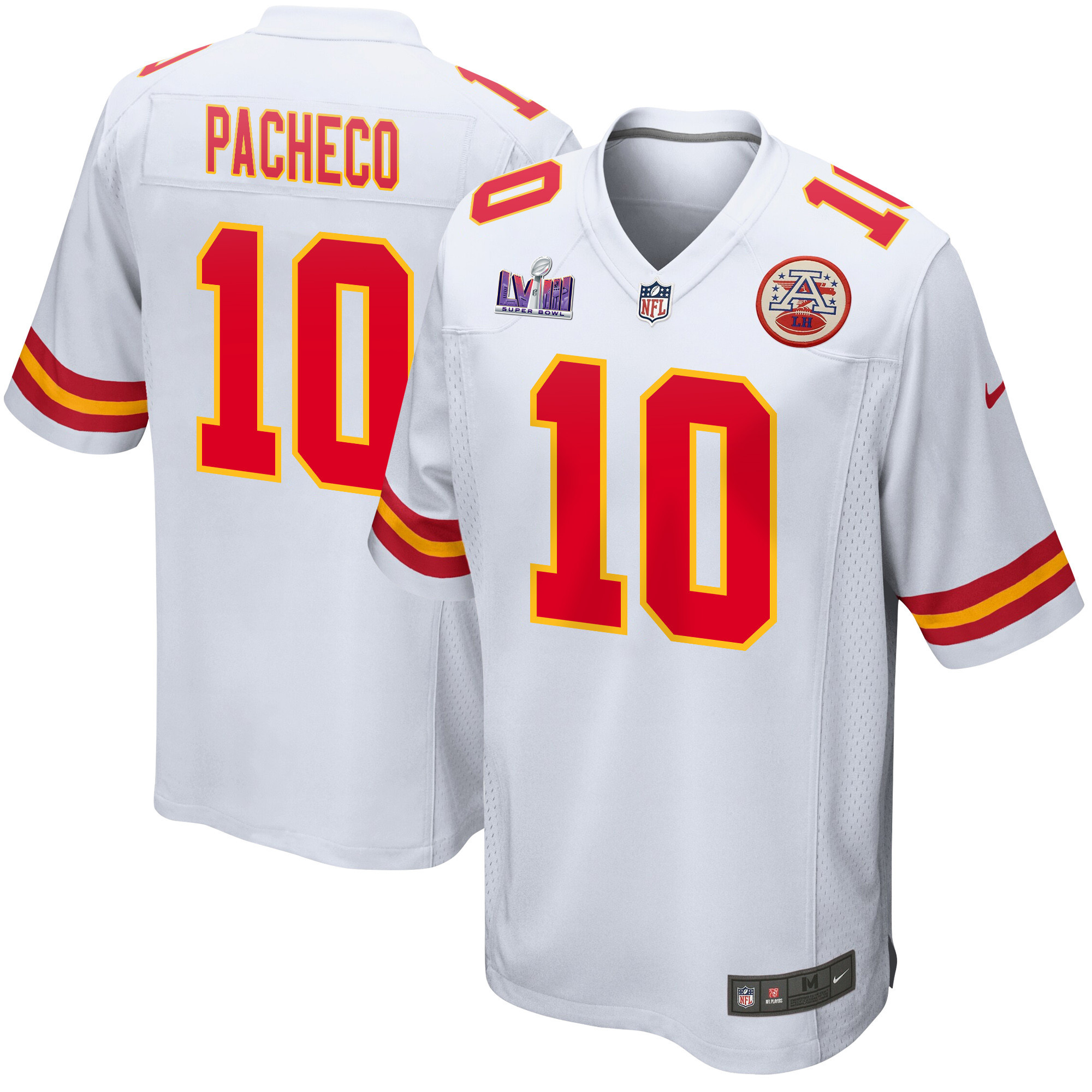 Isiah Pacheco #10 Kansas City Chiefs Super Bowl LVIII Patch Game Jersey - Men's | White
