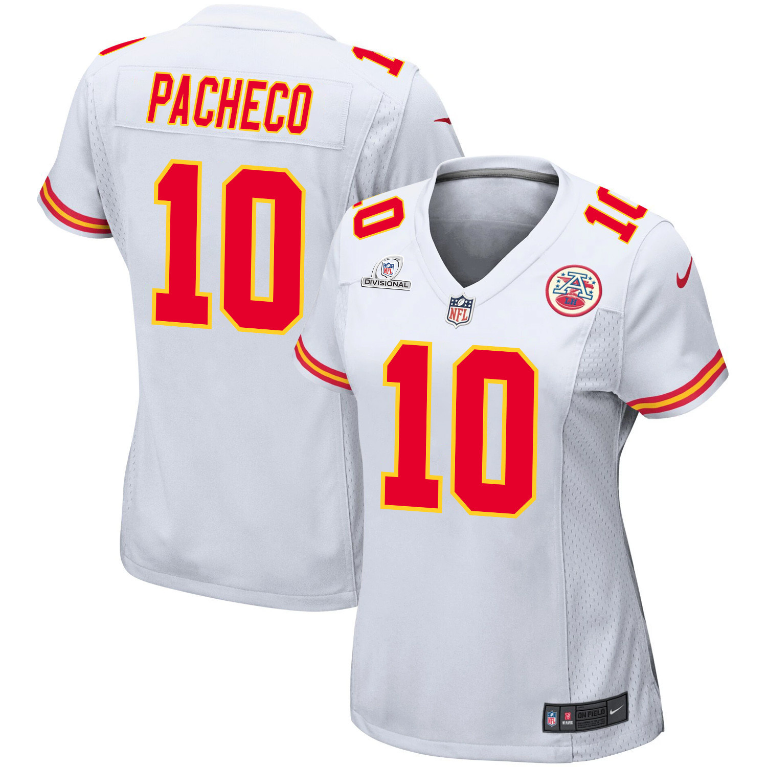 Isiah Pacheco #10 Kansas City Chiefs Super Bowl LVIII Patch Game Jersey - Women's | White