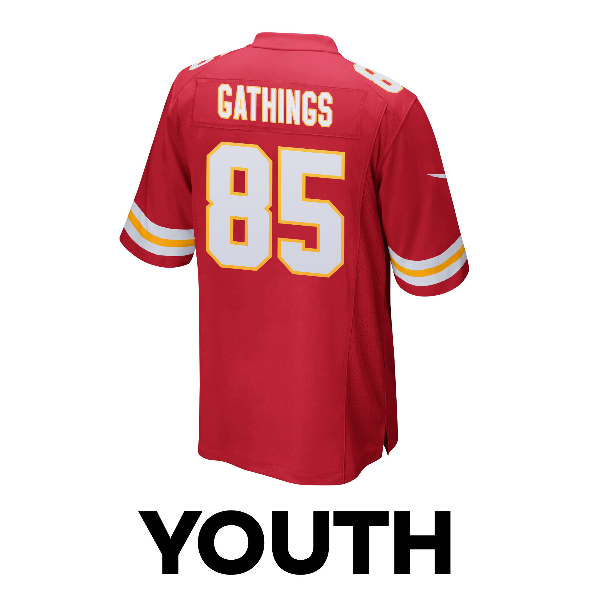 Izaiah Gathings #85 Kansas City Chiefs Super Bowl LVIII Champions 4X Game Jersey - Youth | Red - Image 3