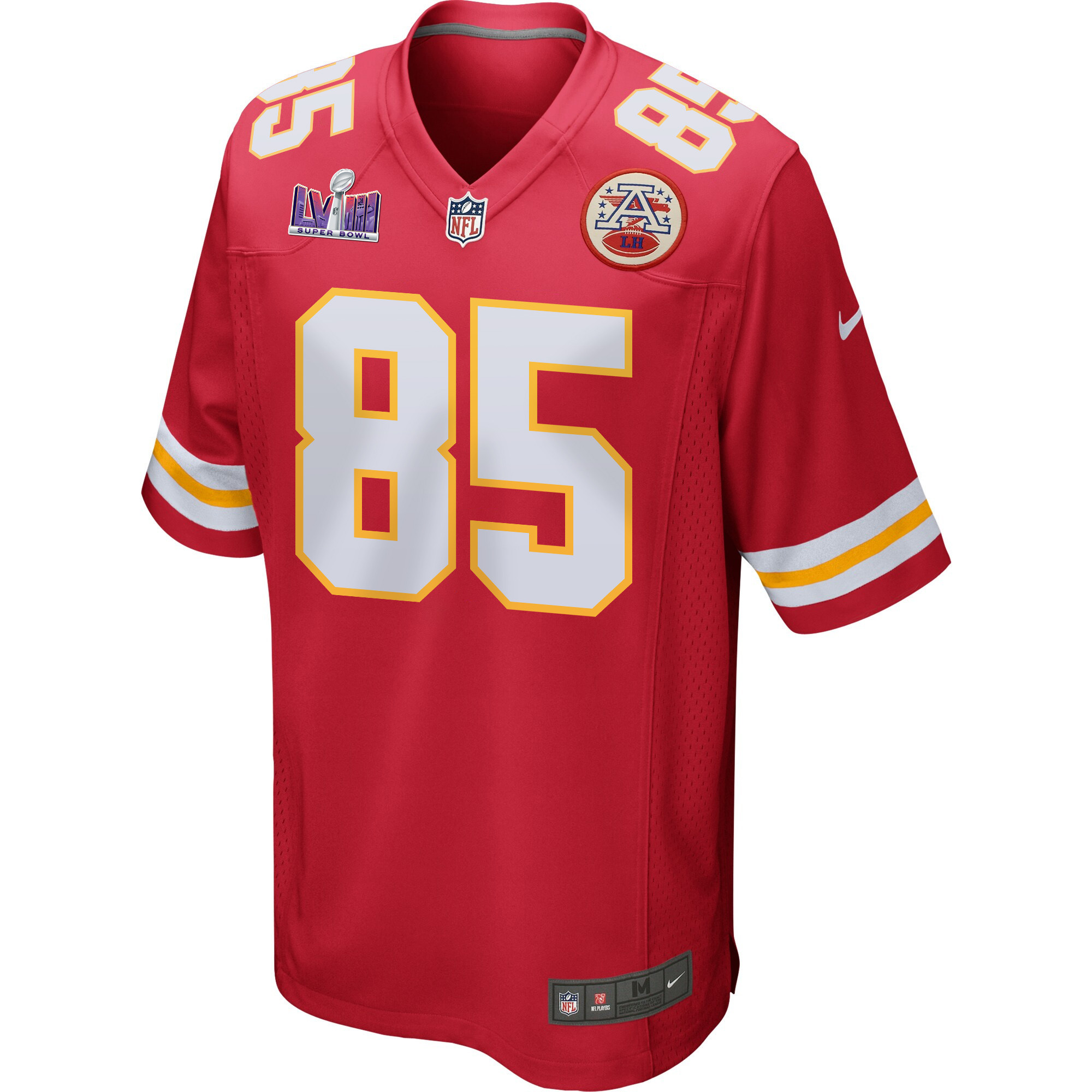 Alternative view of Izaiah Gathings #85 Kansas City Chiefs Super Bowl LVIII Patch Game Jersey - Men's | Red