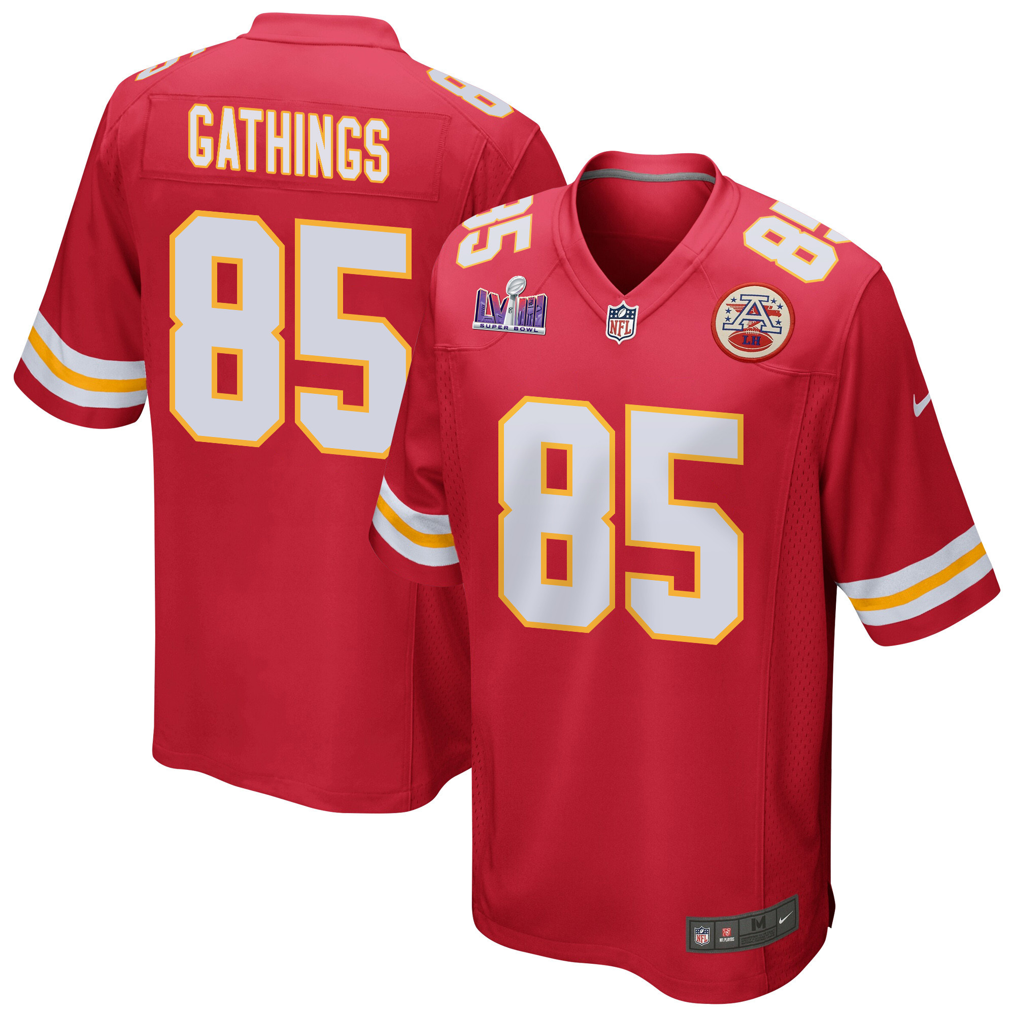 Izaiah Gathings #85 Kansas City Chiefs Super Bowl LVIII Patch Game Jersey - Men's | Red
