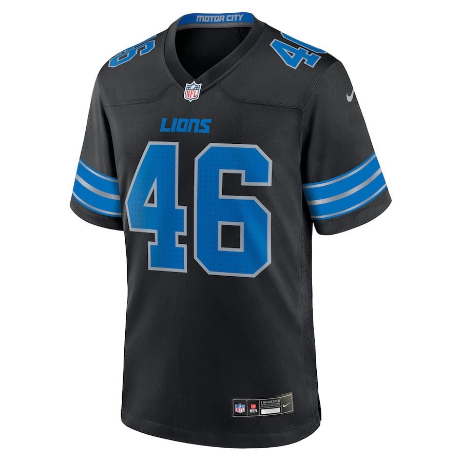 Alternative view of Jack Campbell #46 Detroit Lions 2nd Alternate Game Jersey - Men's | Black