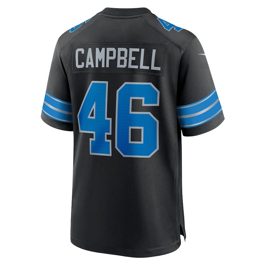 Jack Campbell #46 Detroit Lions 2nd Alternate Game Jersey - Men's | Black - Image 3