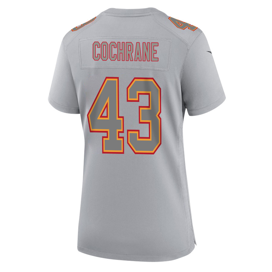 Jack Cochrane #43 Kansas City Chiefs Super Bowl LVIII Champions 4 Stars Patch Game Jersey - Women's | Gray - Image 3