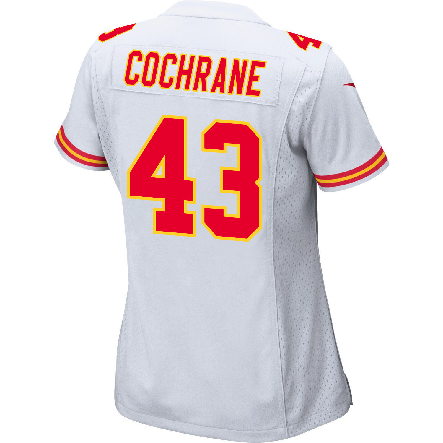 Jack Cochrane #43 Kansas City Chiefs Super Bowl LVIII Champions 4 Stars Patch Game Jersey - Women's | White - Image 3