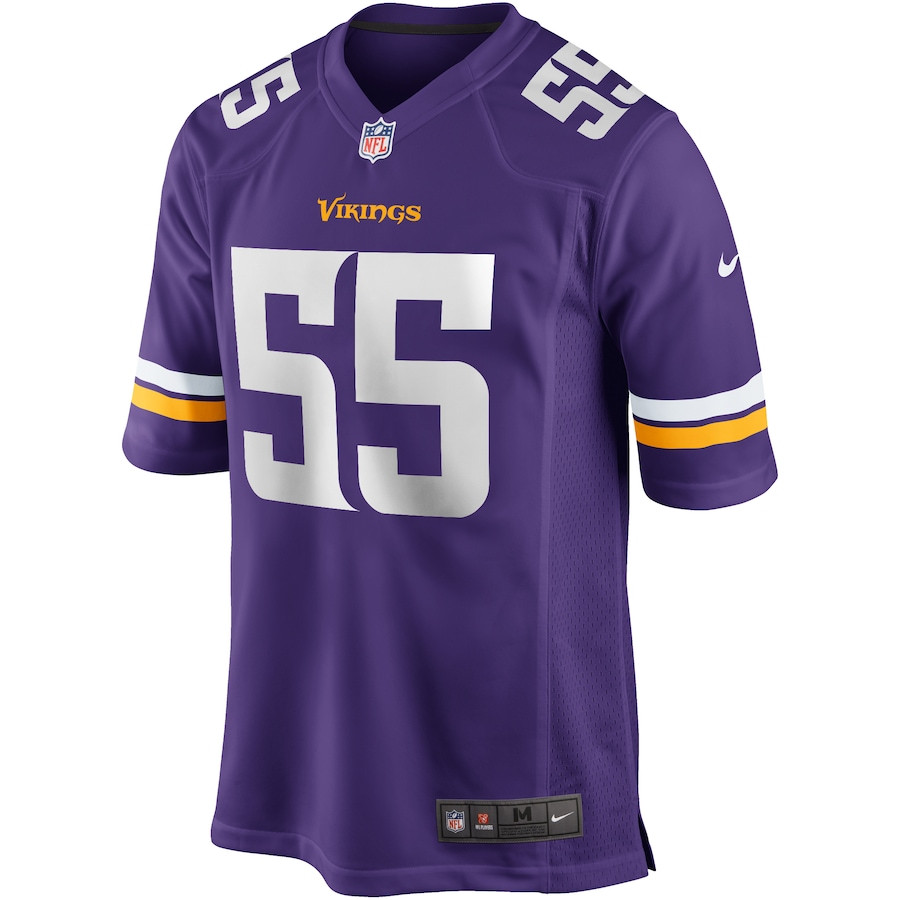 Alternative view of Jack Del Rio #55 Minnesota Vikings Game Jersey - Men's | Purple