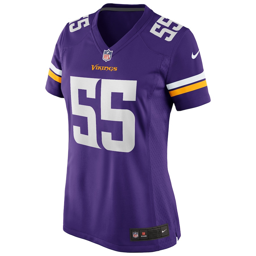 Alternative view of Jack Del Rio #55 Minnesota Vikings Game Jersey - Women's | Purple