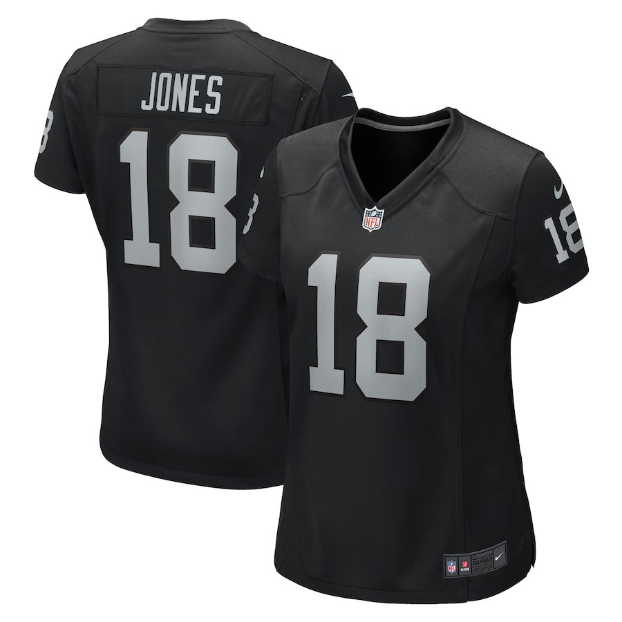 Jack Jones #18 Las Vegas Raiders Game Jersey - Women's | Black