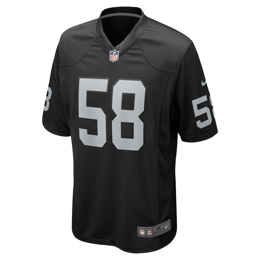 Alternative view of Jackson Powers-Johnson #58 Las Vegas Raiders Game Jersey - Men's | Black