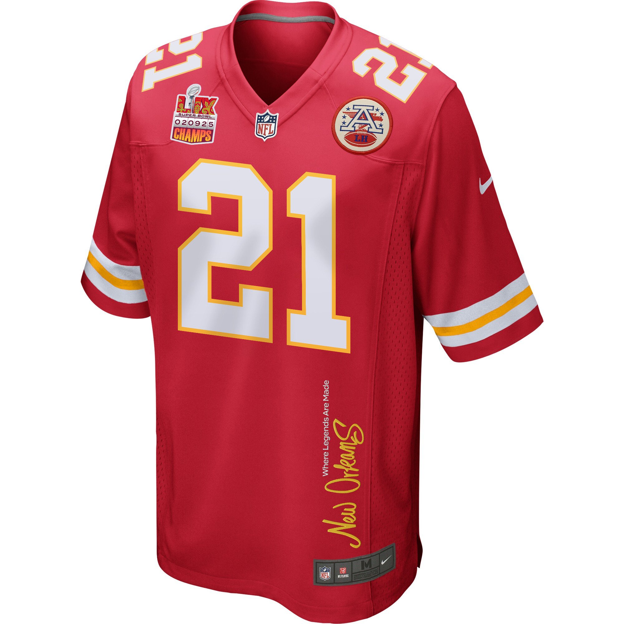 Jaden Hicks #21 Kansas City Chiefs Super Bowl LIX Champions Patch Legend Jersey - Men's | Red - Image 3