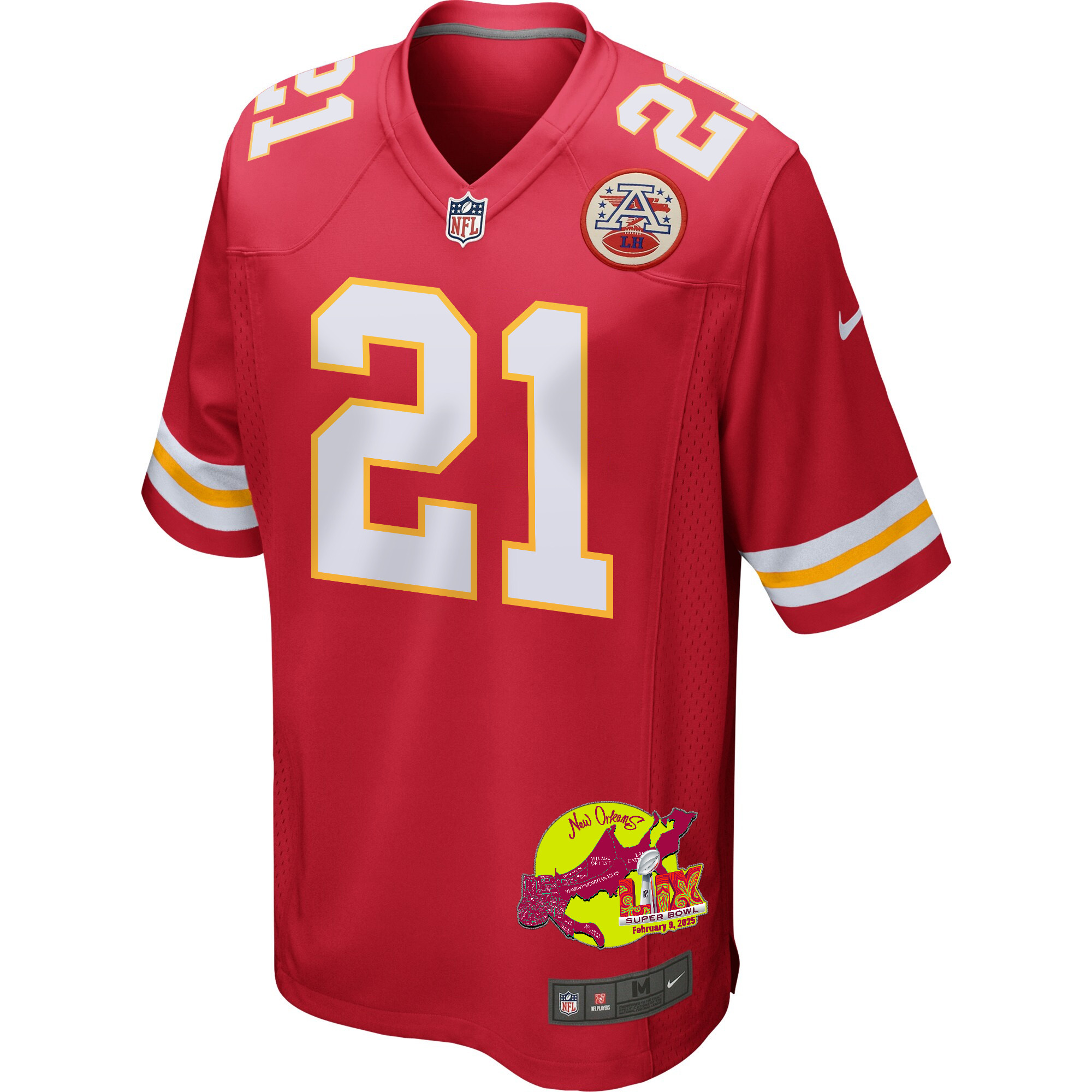 Jaden Hicks #21 Kansas City Chiefs Super Bowl LIX Game Jersey - Men's | Red - Image 3