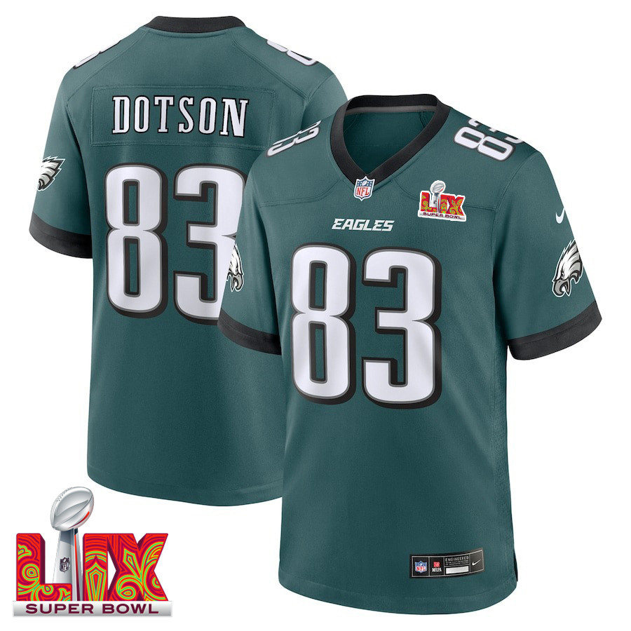 Jahan Dotson #83 Philadelphia Eagles Super Bowl LIX Game Jersey - Men's | Midnight Green