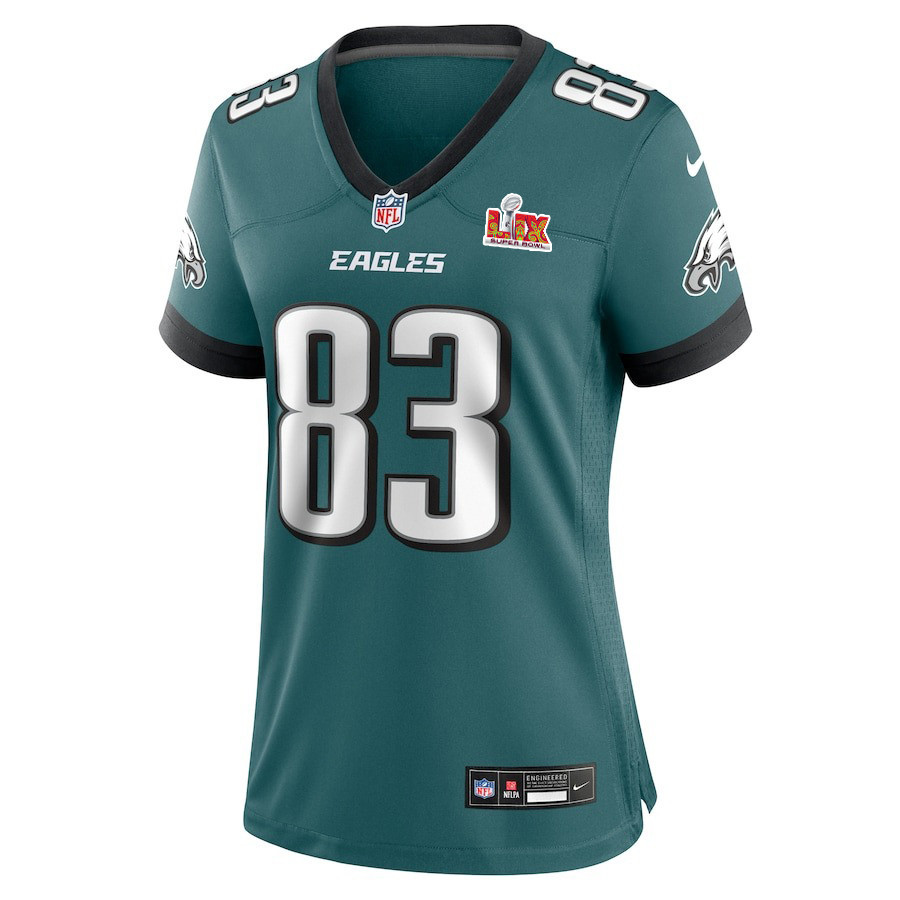 Alternative view of Jahan Dotson #83 Philadelphia Eagles Super Bowl LIX Game Jersey - Women's | Midnight Green