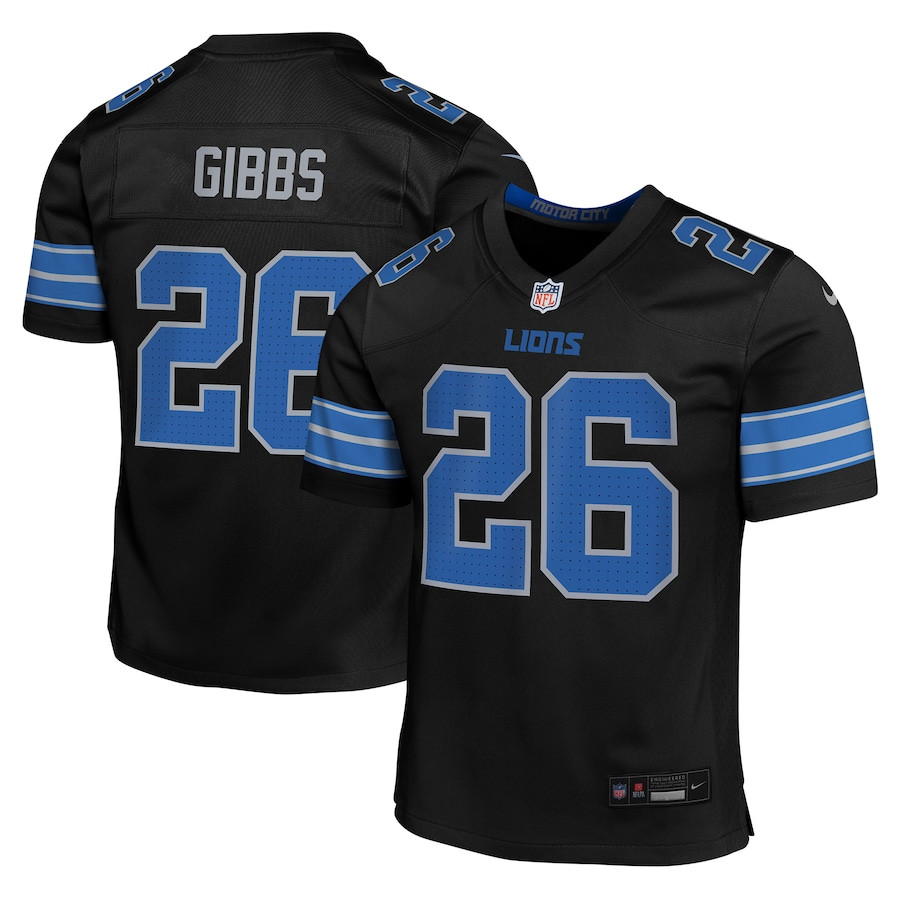 Jahmyr Gibbs #26 Detroit Lions Alternate Game Jersey - Youth | Black