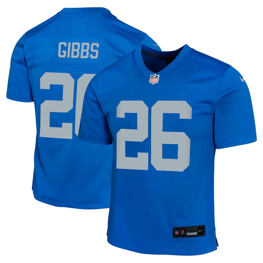 Jahmyr Gibbs #26 Detroit Lions Alternate Game Jersey - Youth | Blue