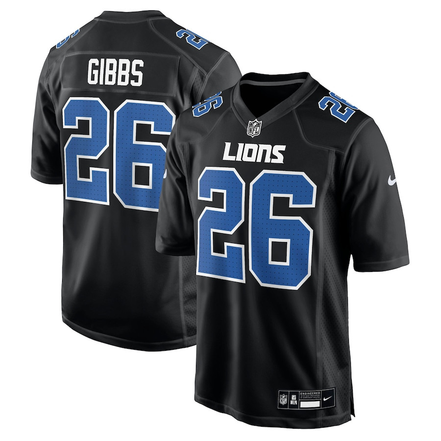 Jahmyr Gibbs #26 Detroit Lions Game Jersey - Men's | Carbon Black