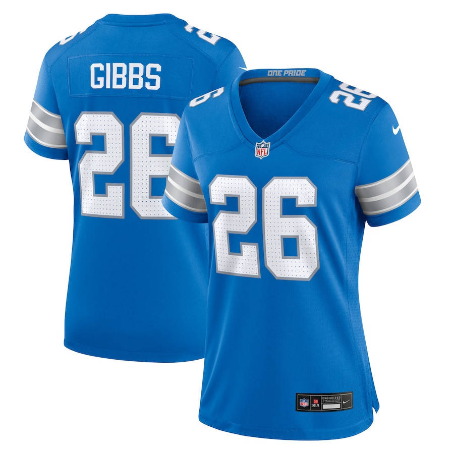 Jahmyr Gibbs #26 Detroit Lions Game Jersey - Women's | Blue