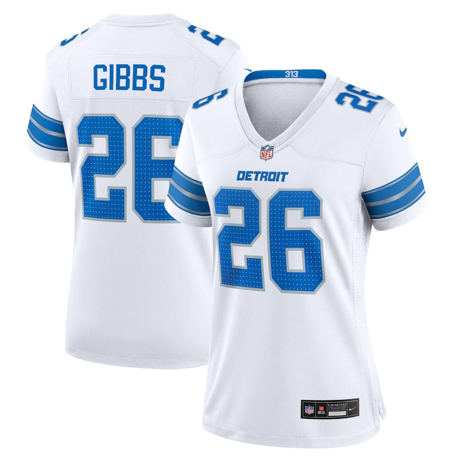 Jahmyr Gibbs #26 Detroit Lions Game Jersey - Women's | White
