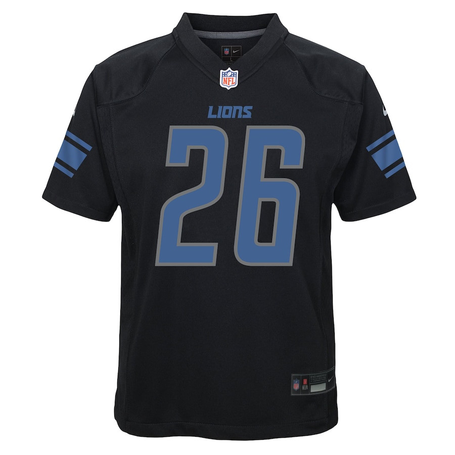 Alternative view of Jahmyr Gibbs #26 Detroit Lions Game Jersey - Youth | Black