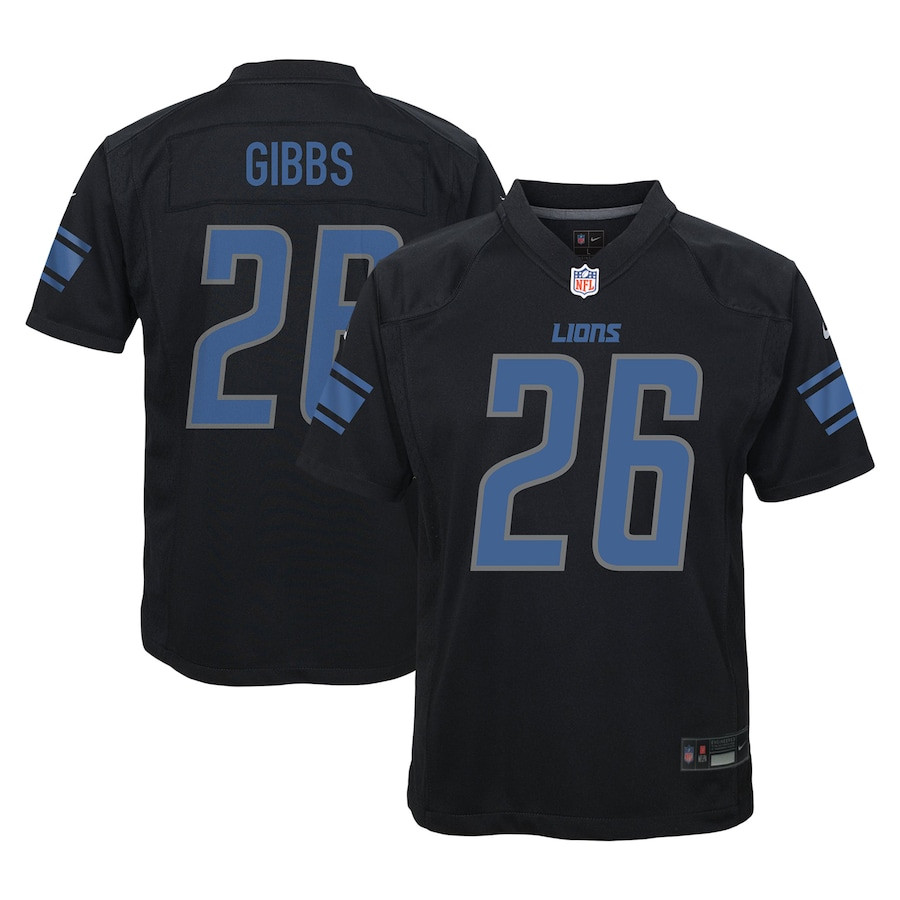 Jahmyr Gibbs #26 Detroit Lions Game Jersey - Youth | Black