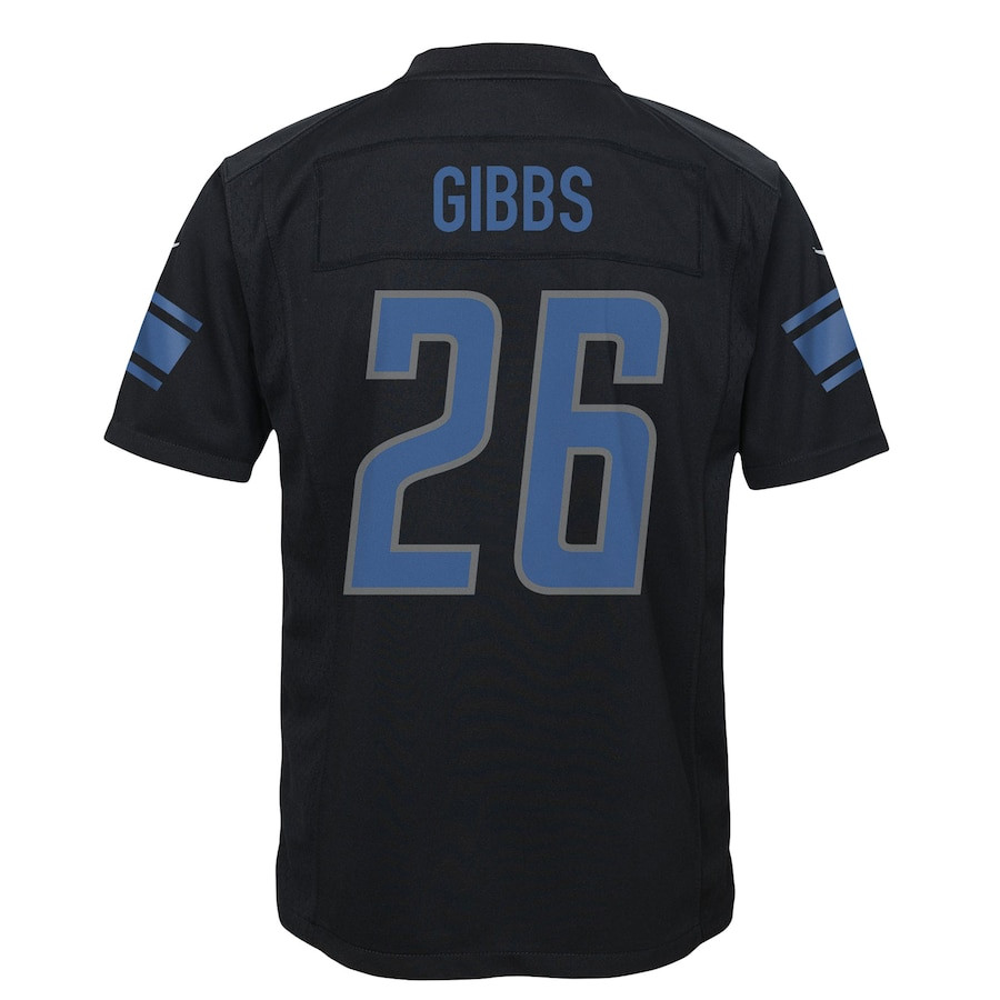 Jahmyr Gibbs #26 Detroit Lions Game Jersey - Youth | Black - Image 3