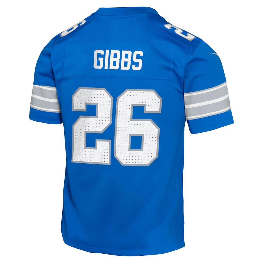 Jahmyr Gibbs #26 Detroit Lions Game Jersey - Youth | Blue - Image 3