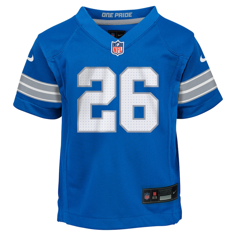Alternative view of Jahmyr Gibbs #26 Detroit Lions Game Jersey - Youth | Blue