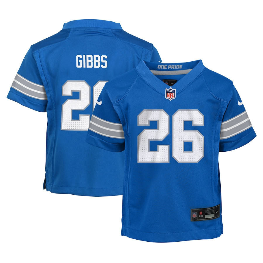 Jahmyr Gibbs #26 Detroit Lions Game Jersey - Youth | Blue
