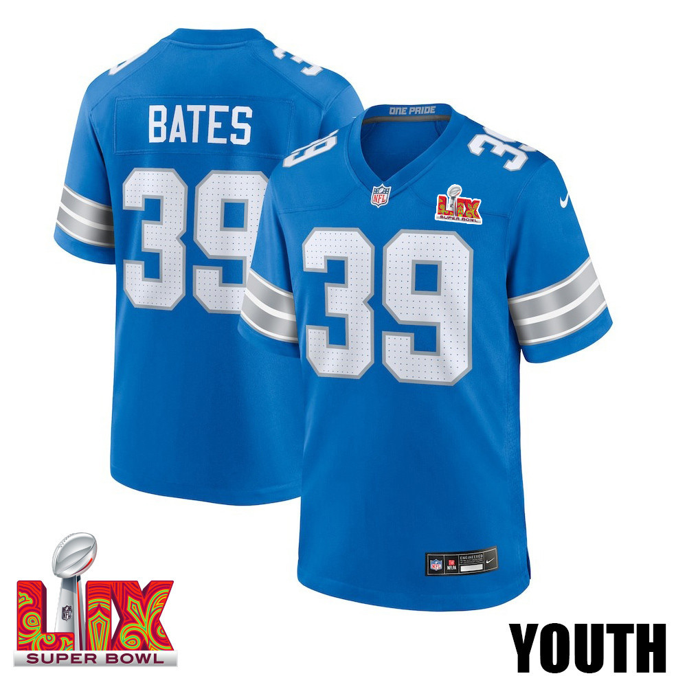 Jake Bates #39 Detroit Lions Super Bowl LIX Game Jersey - Men's | Blue