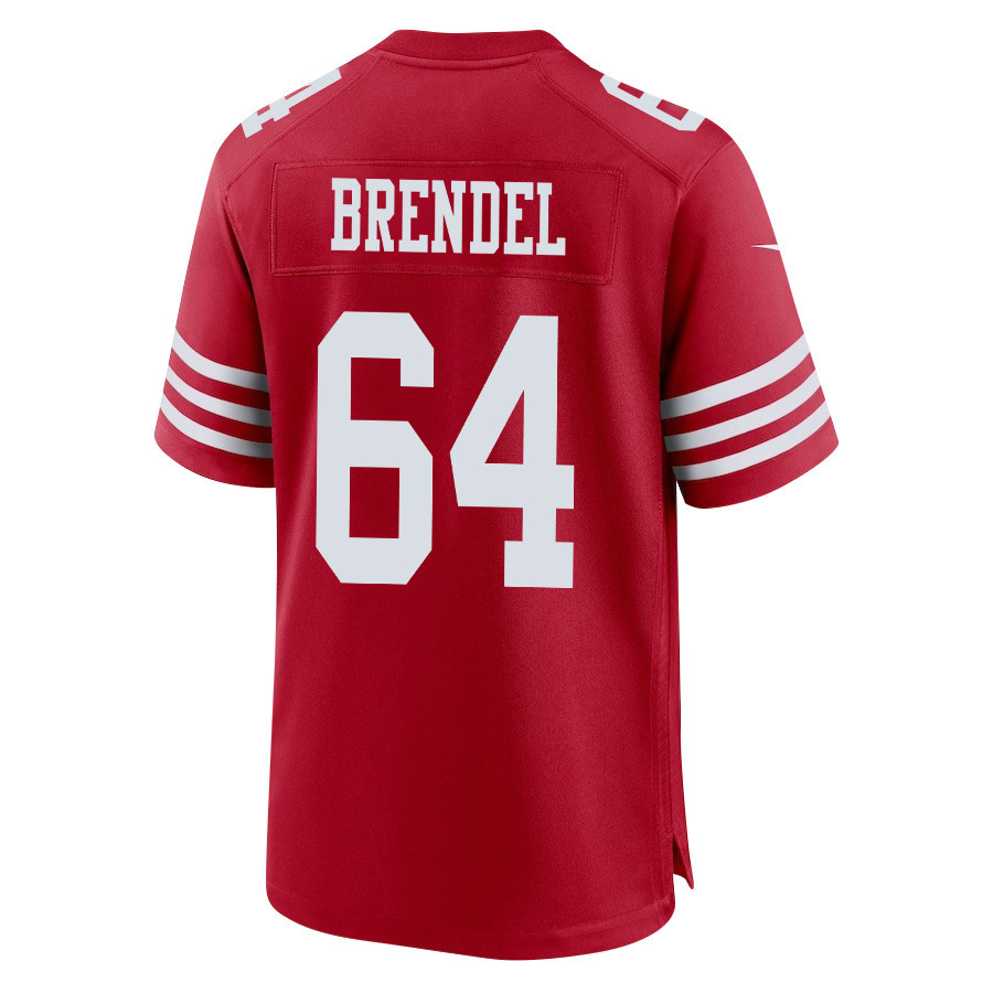 Jake Brendel #64 San Francisco 49ers Super Bowl LVIII Patch Game Jersey - Men's | Scarlet - Image 3