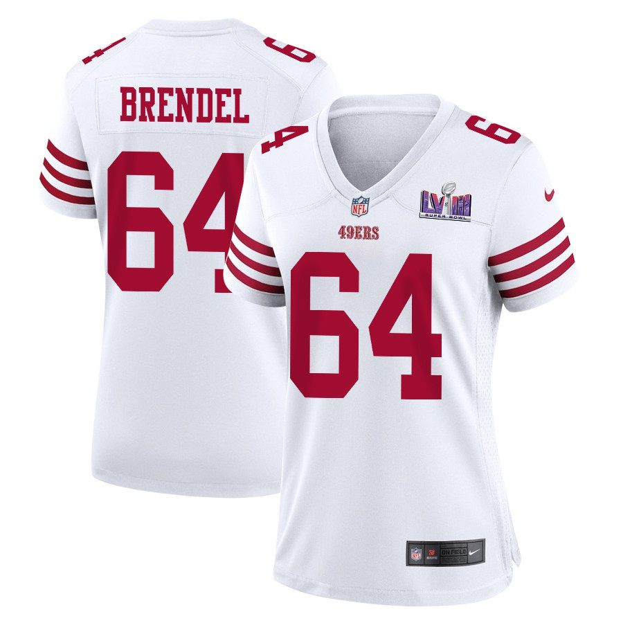 Jake Brendel #64 San Francisco 49ers Super Bowl LVIII Patch Game Jersey - Women's | White