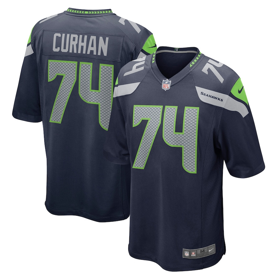 Jake Curhan #74 Seattle Seahawks Game Jersey - Men's | College Navy