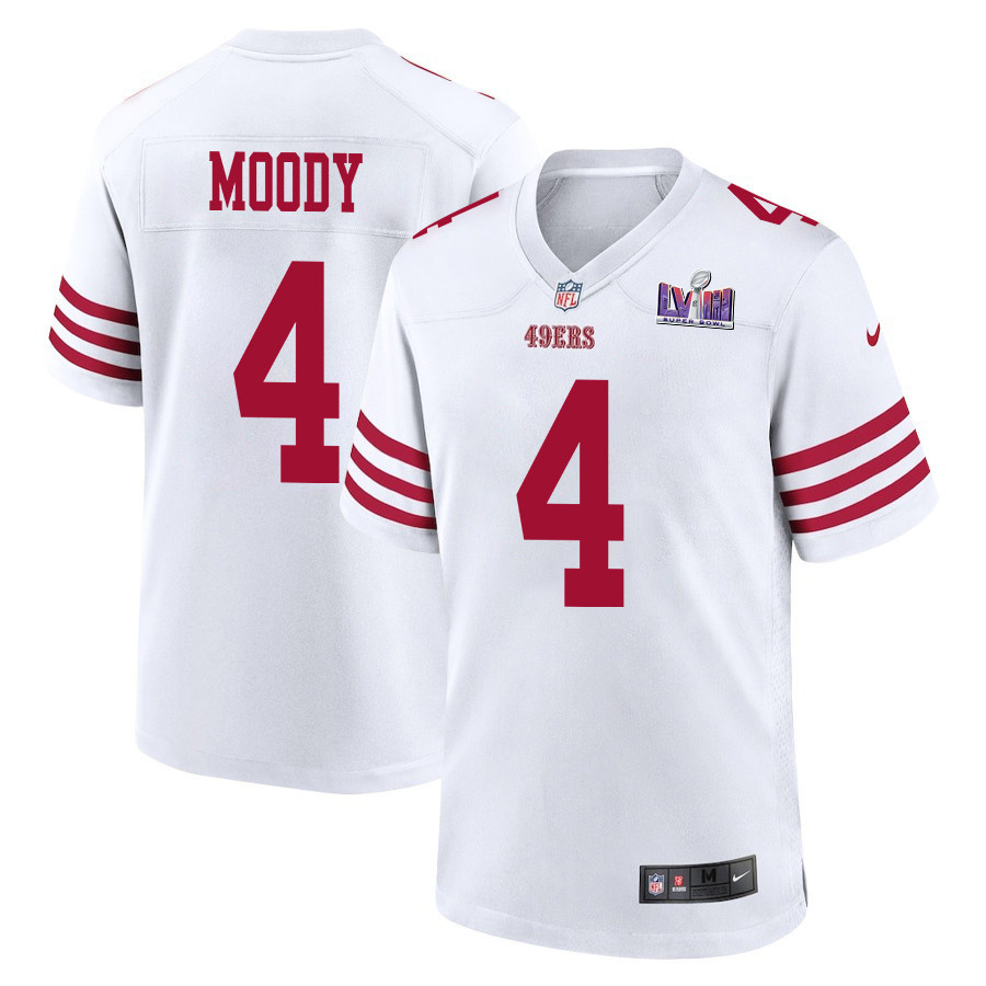 Jake Moody #4 San Francisco 49ers Super Bowl LVIII Patch Game Jersey - Men's | White