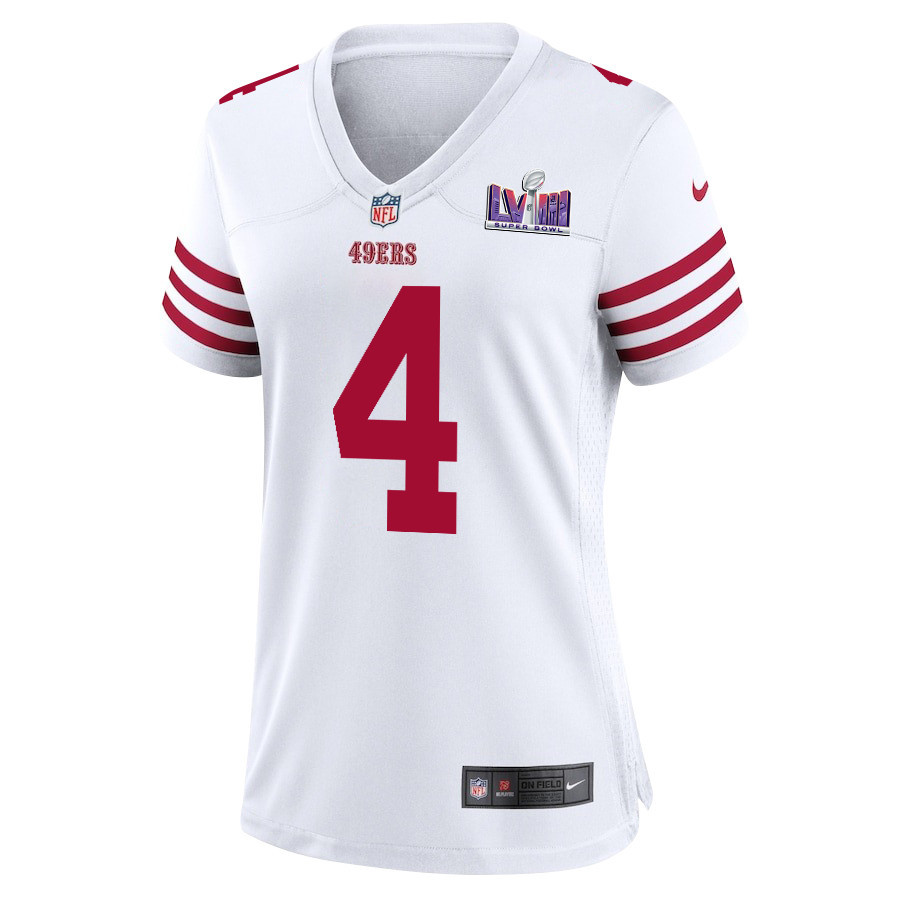 Alternative view of Jake Moody #4 San Francisco 49ers Super Bowl LVIII Patch Game Jersey - Women's | White