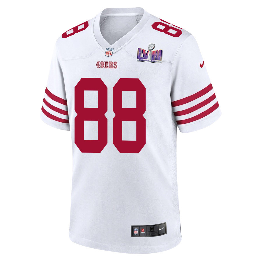 Alternative view of Jake Tonges #88 San Francisco 49ers Super Bowl LVIII Patch Game Jersey - Men's | White
