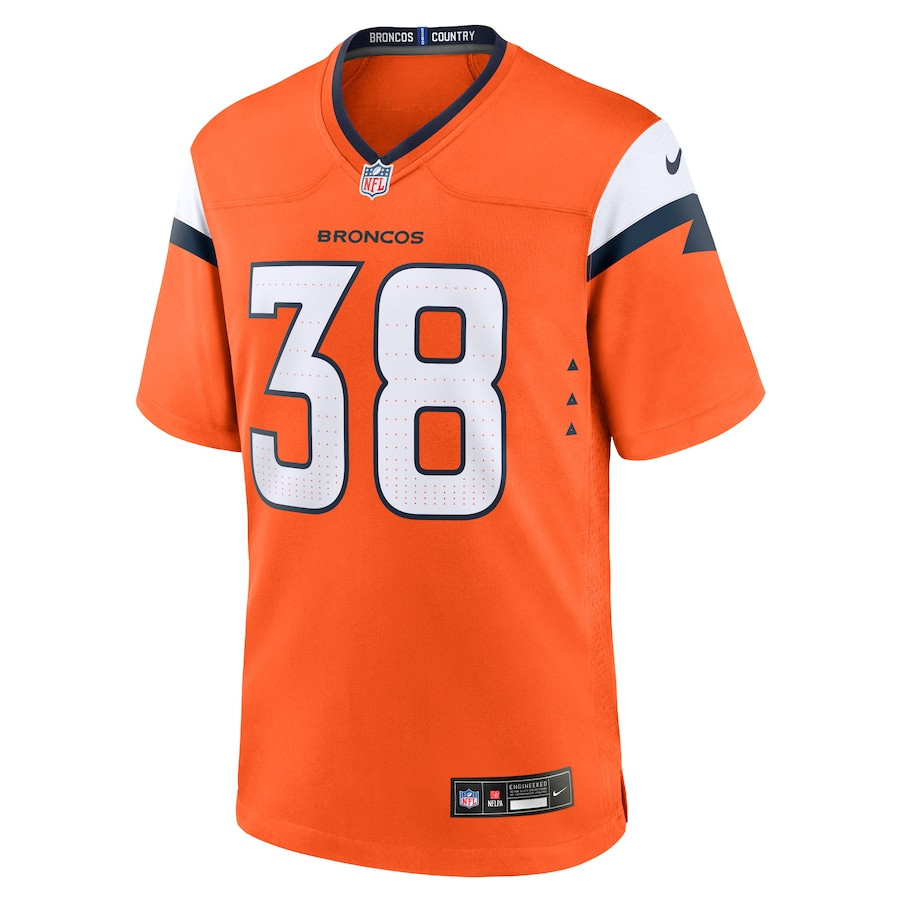 Alternative view of Jaleel McLaughlin #38 Denver Broncos Game Jersey - Men's | Orange