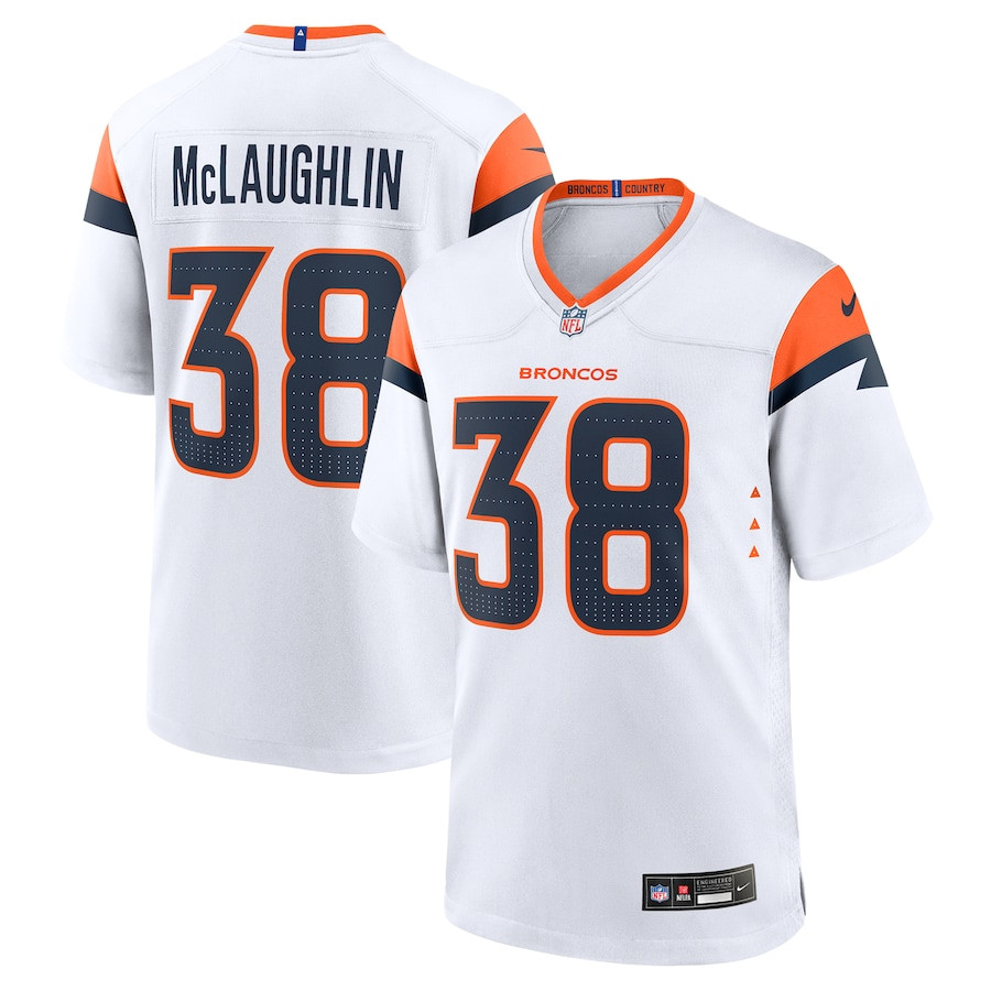 Jaleel McLaughlin #38 Denver Broncos Game Jersey - Men's | White