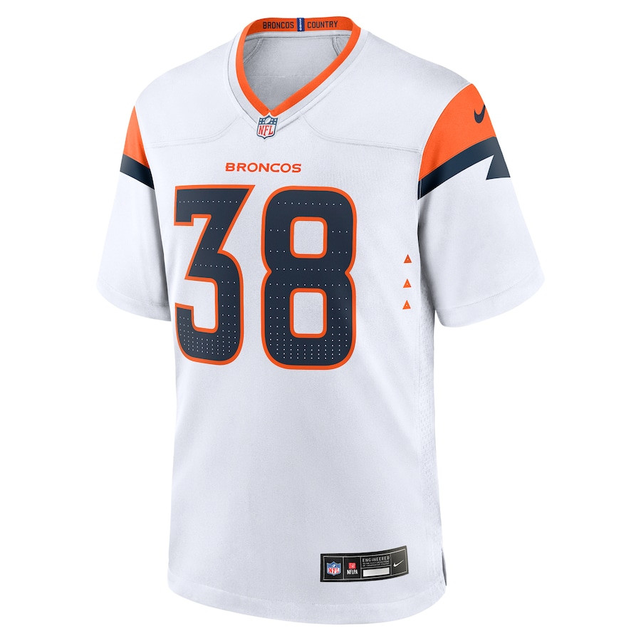 Alternative view of Jaleel McLaughlin #38 Denver Broncos Game Jersey - Men's | White